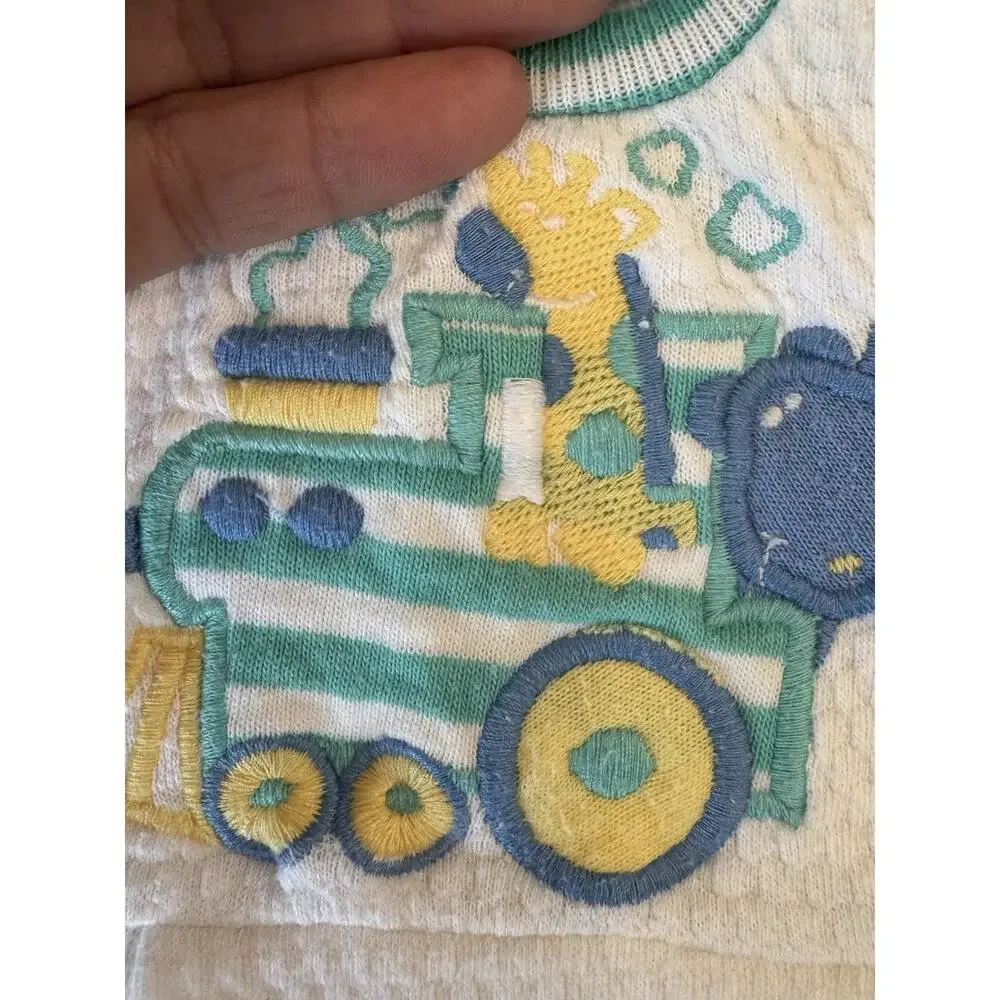 Vintage Baby Boy Clothes Lot 3-9M 90s Buster Brown Miniwear Train Plane 4pc